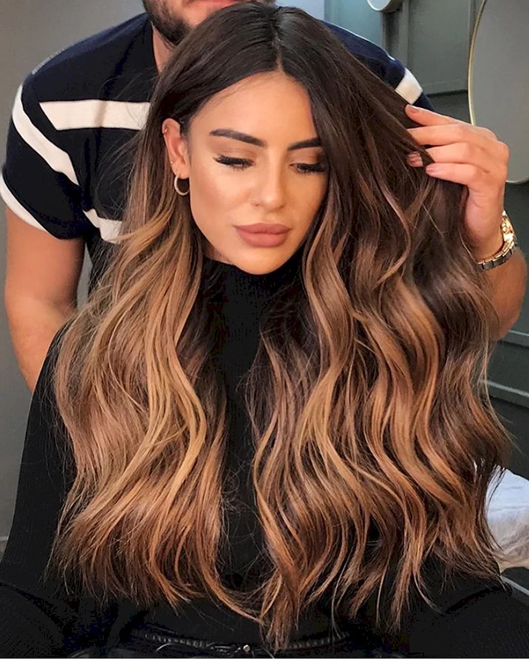 Балаяж окрашивание на темные волосы длинные 2020