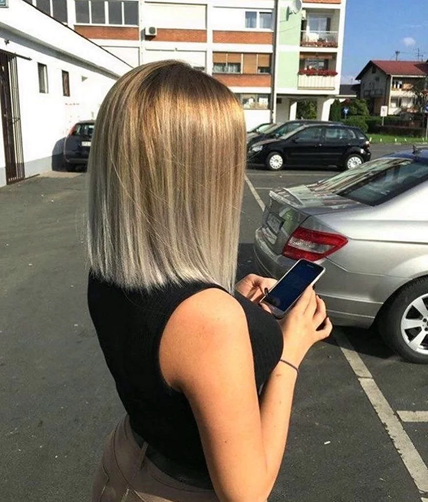 Удлиненное каре на русые волосы