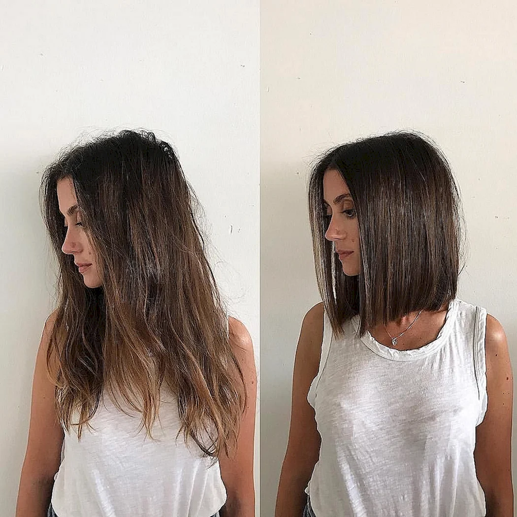 Стрижка каре до и после