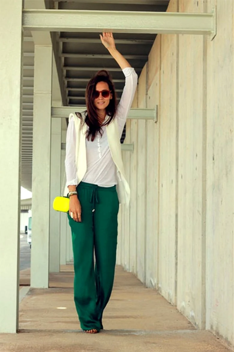 Палаццо брюки Zara темно зеленые