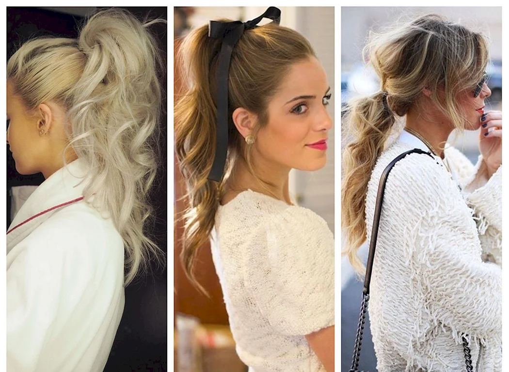 Прически с завитыми волосами собранные в хвост