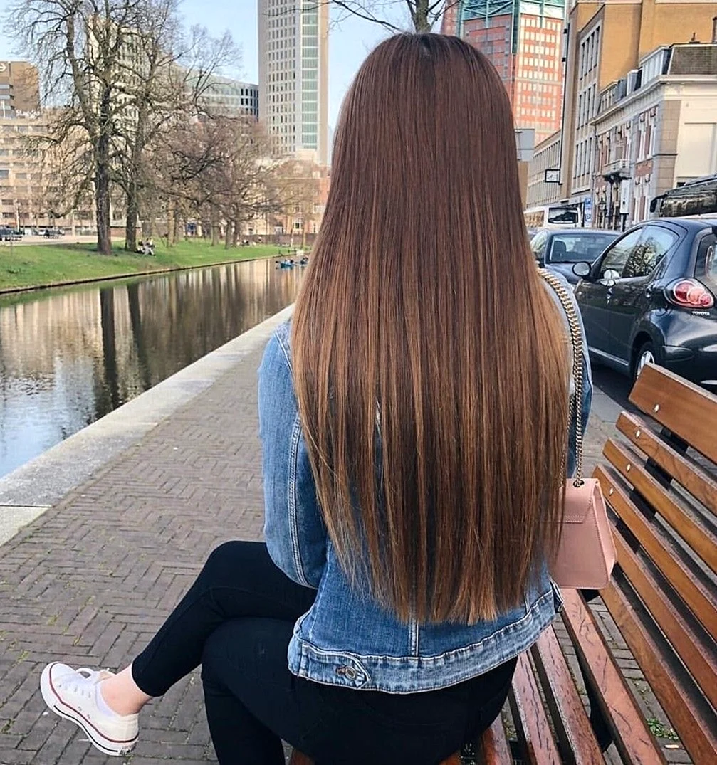 Ровный срез на длинные волосы