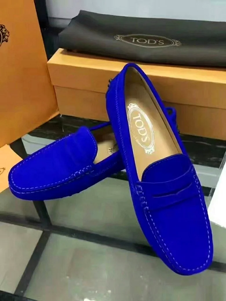 Синие замшевые лоферы Эконика