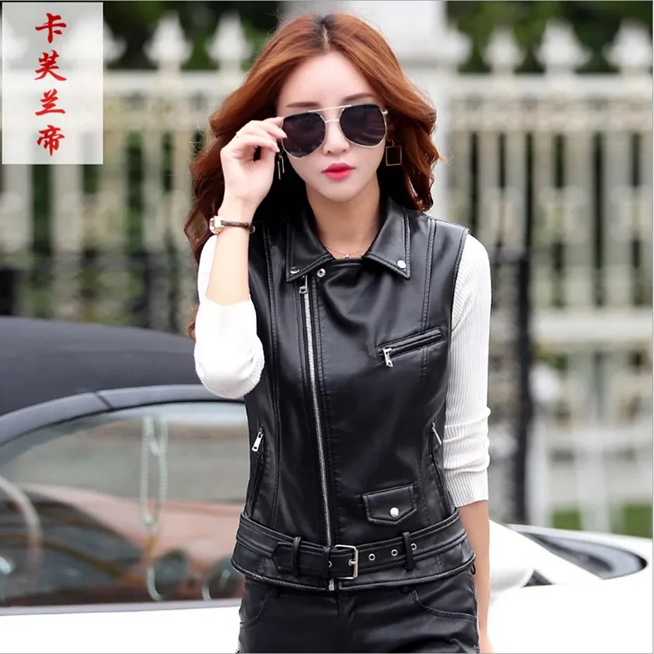 Кожаный жилет женский