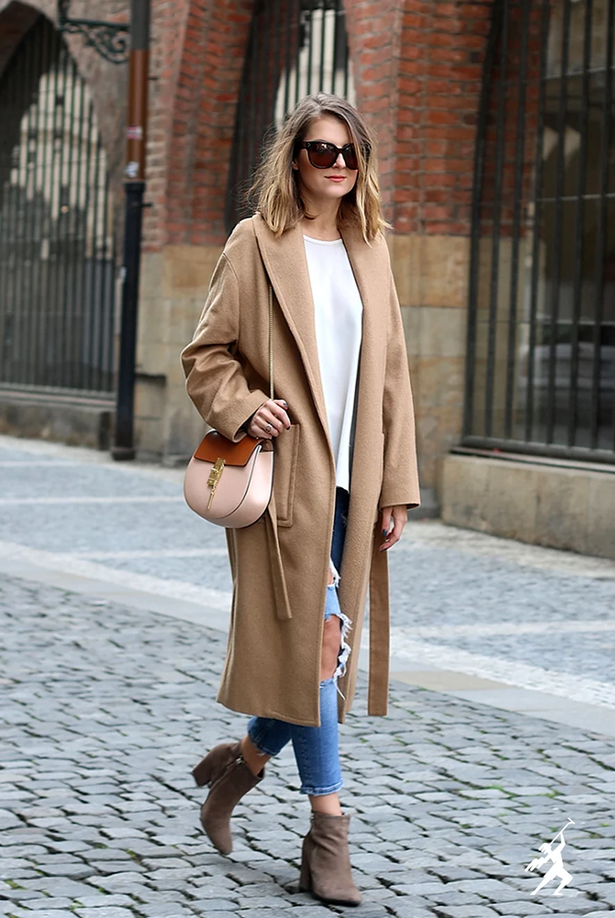 Пальто женское оверсайз кэмел