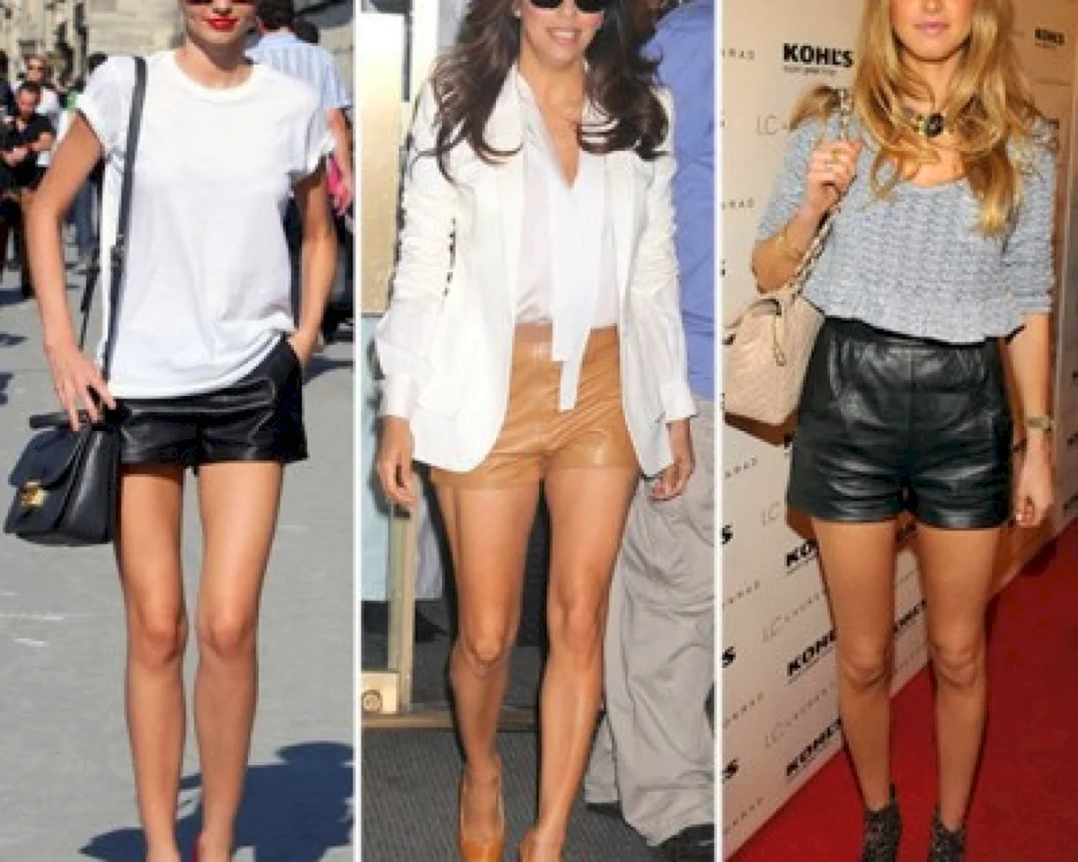 Кожаные телесные шорты