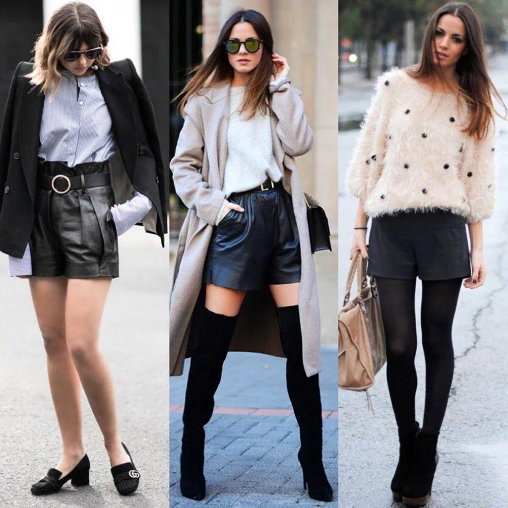 С чем надеть кожаные шорты