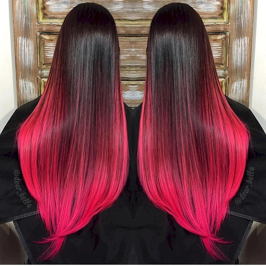 Красный балаяж на темные волосы прямые