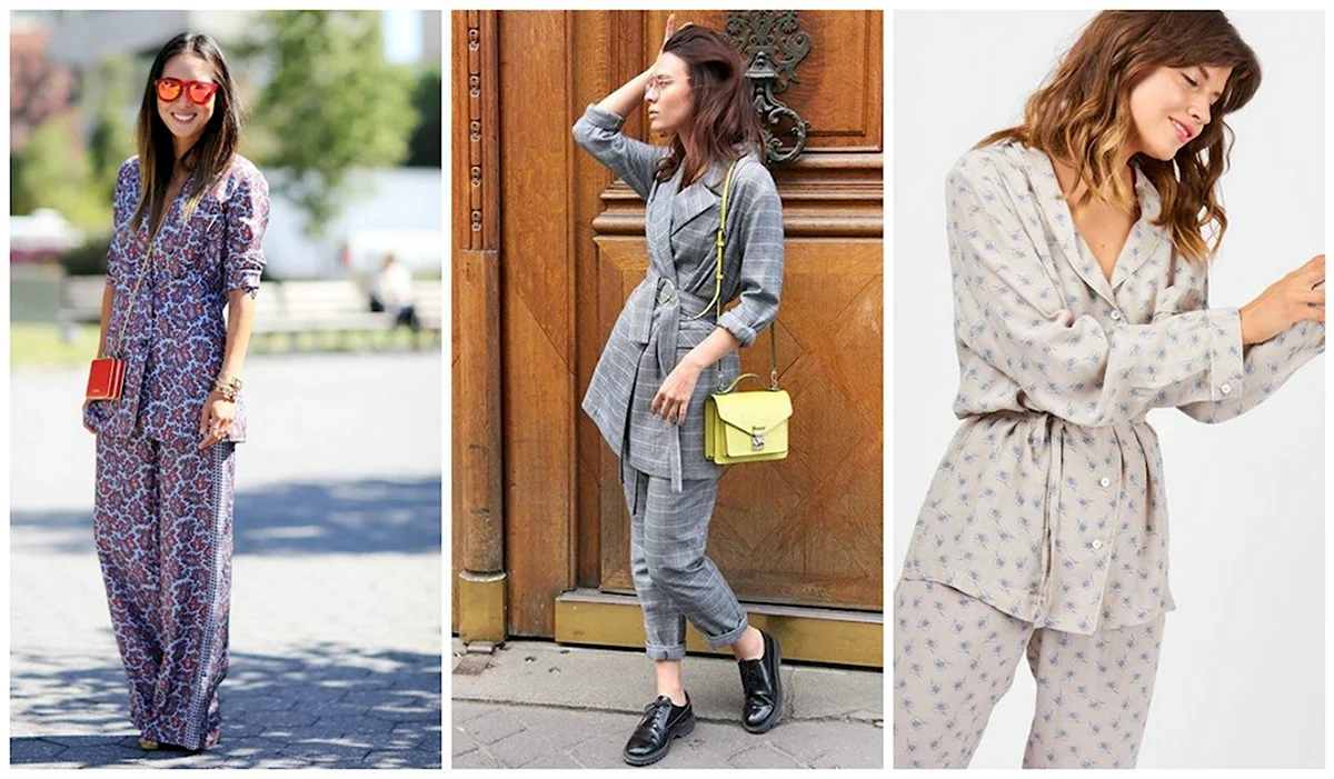 Девушка в пижаме на улице