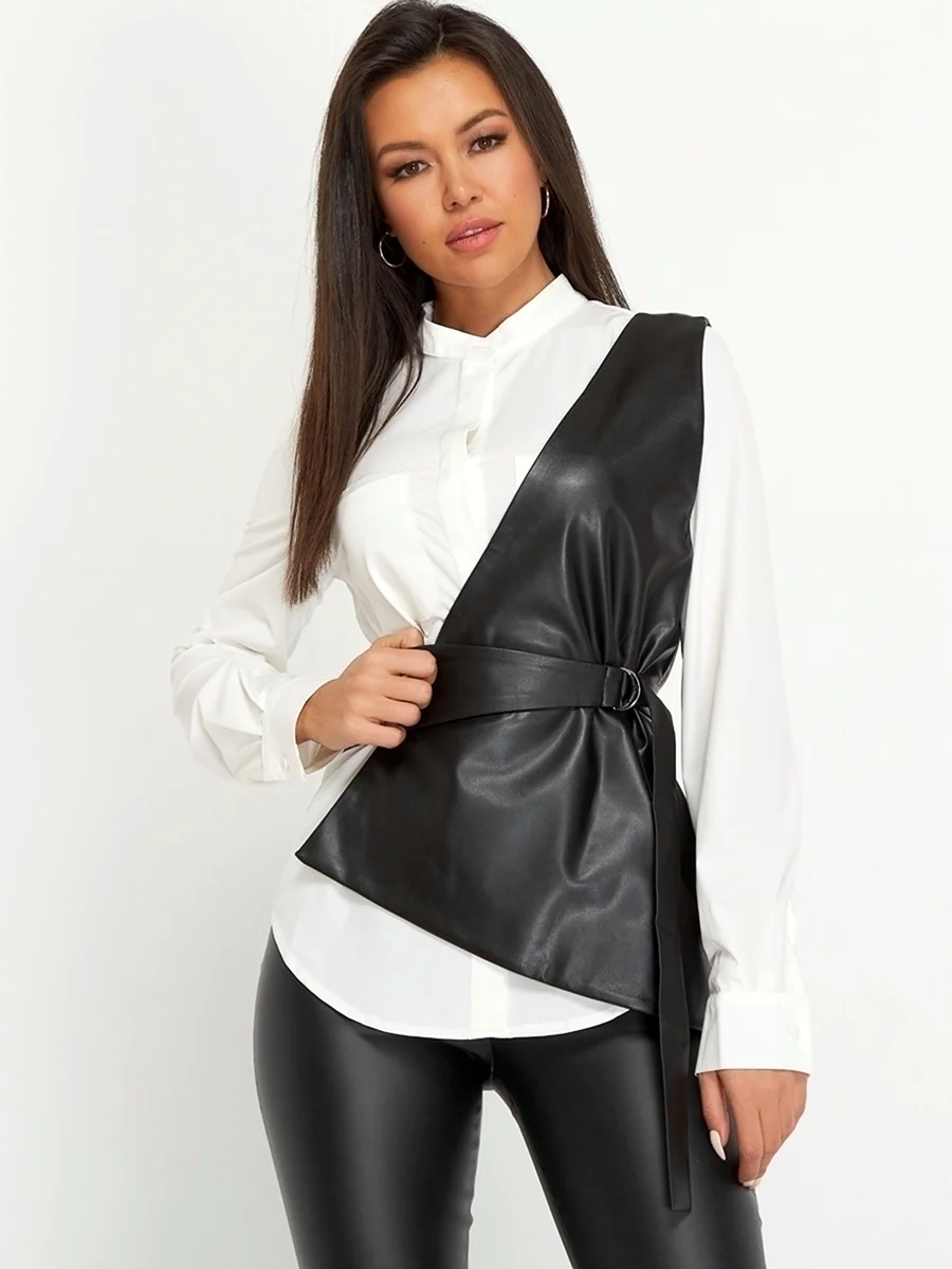 Асимметричная эко кожаная жилетка Lezzarine
