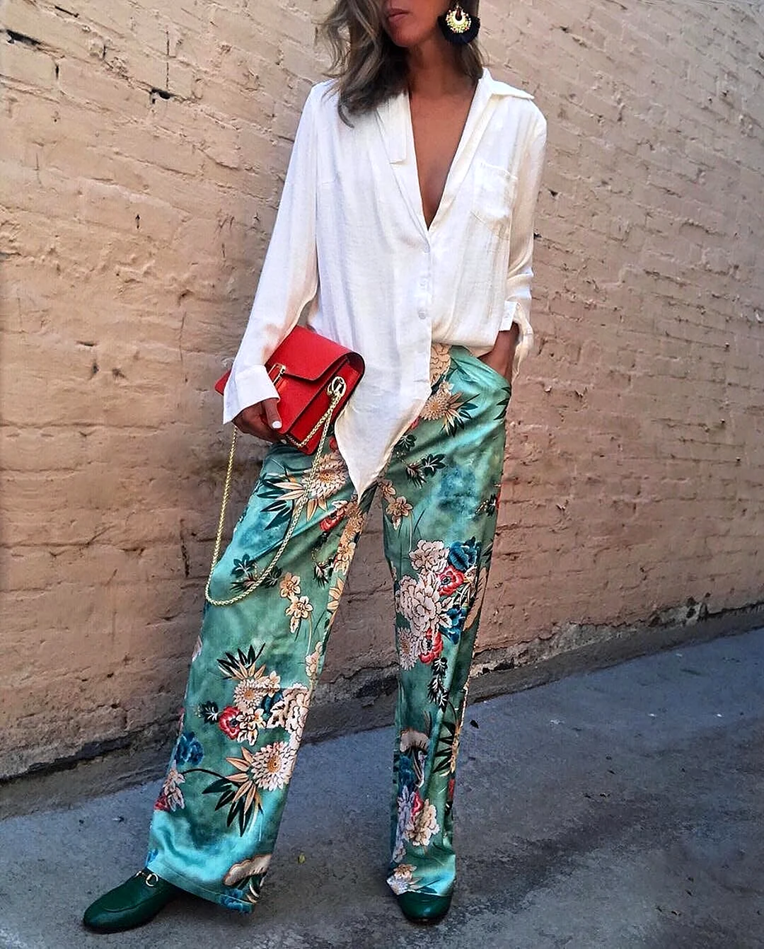 Брюки палаццо зеленые Зара