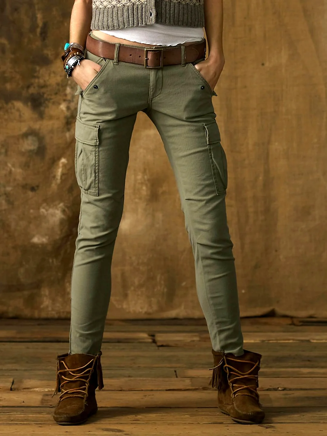 Джинсы милитари карго Plus Size