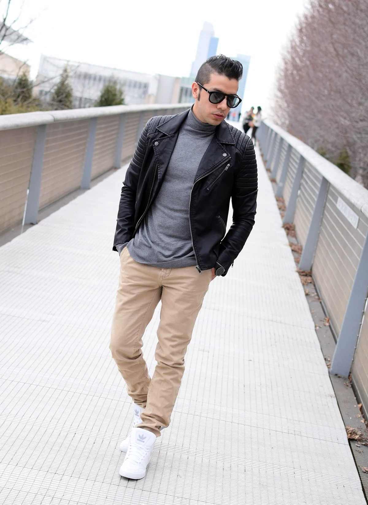 Кожаная куртка мужская с брюками