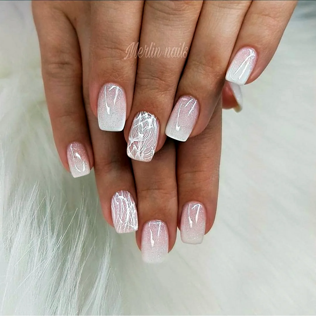 Свадебные ногти короткие