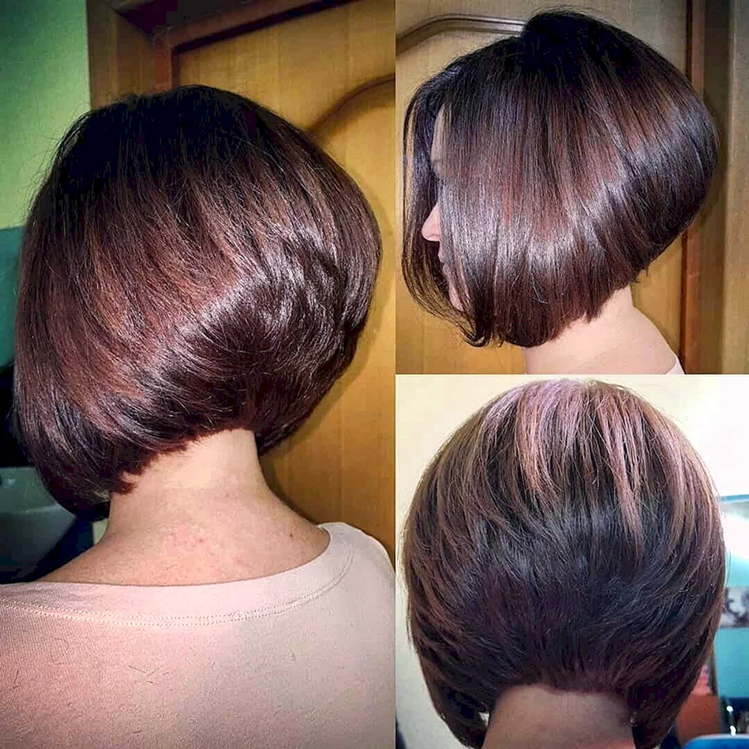 Стрижка Боб каре с приподнятым затылком