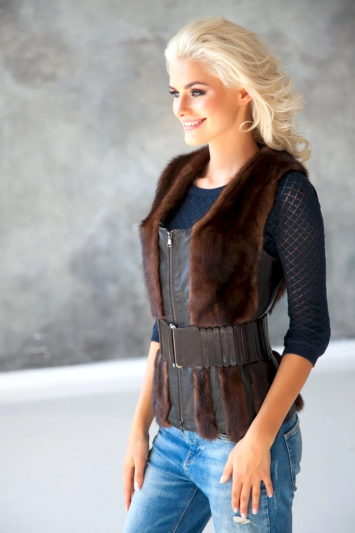 Комбинированный меховой жилет