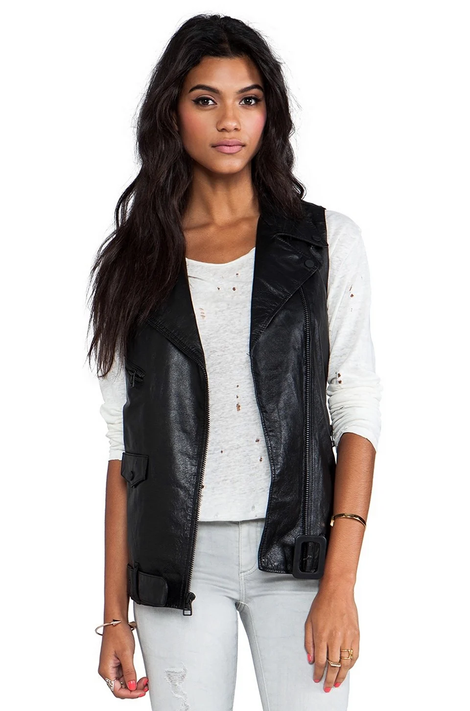 Кожаная жилетка женская