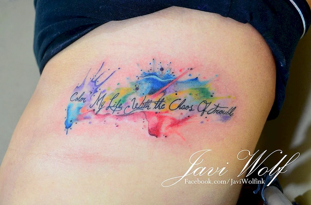 Тату надпись акварель
