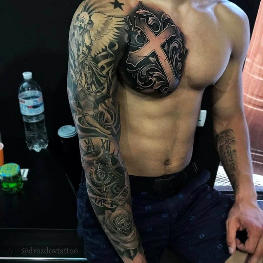 Тату рукав и грудь