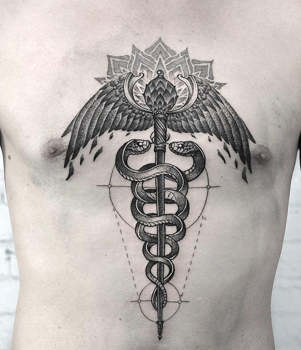 Кадуцей Гермеса тату