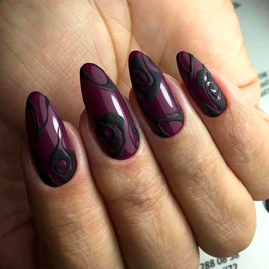 Маникюр 2021 бордо бургунди