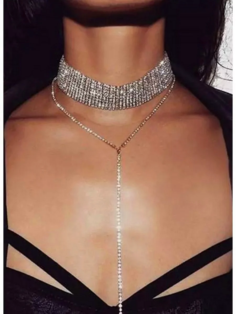 HYSECMAO trendy колье чокер со стразами