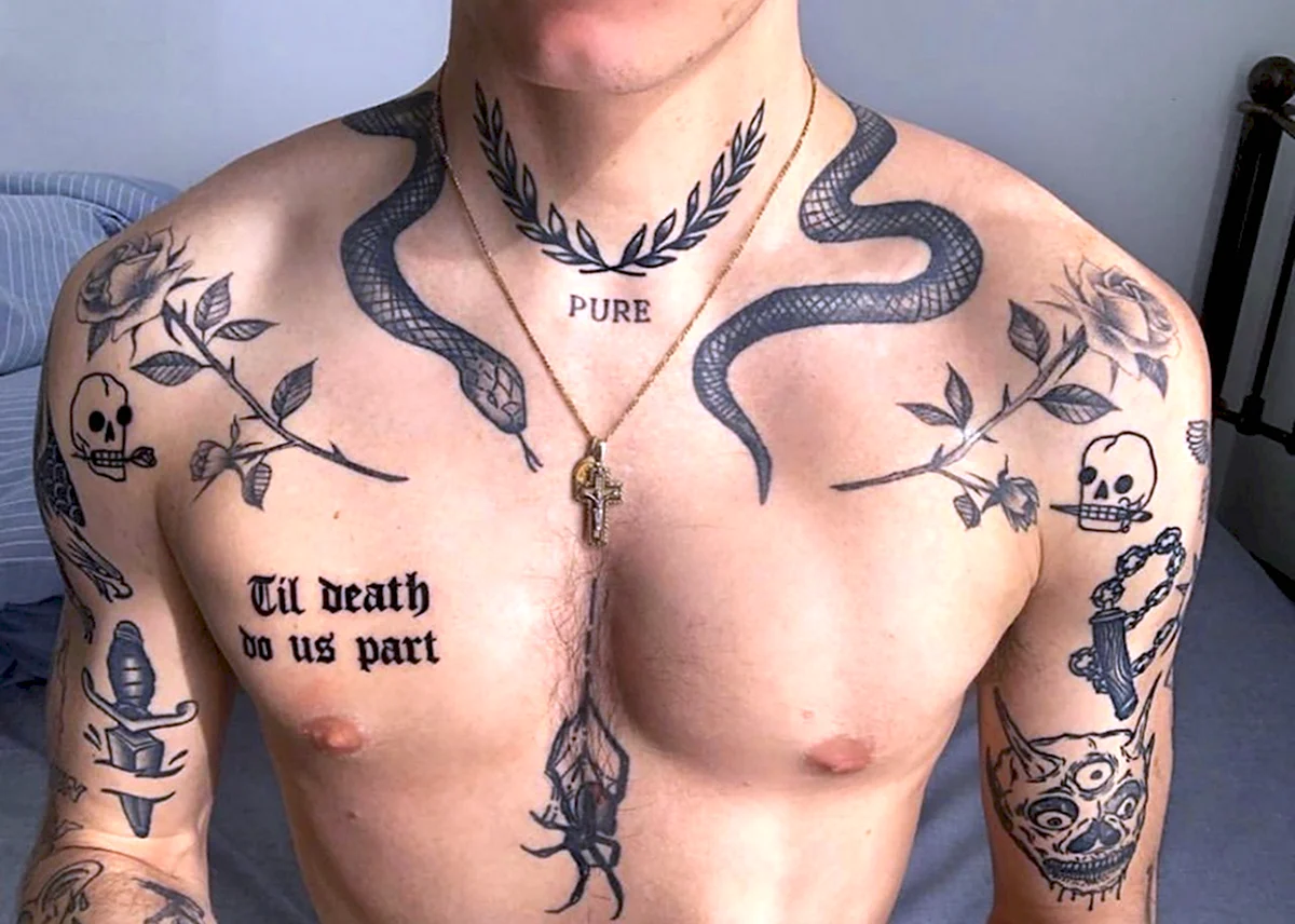 Тату на ключице мужские