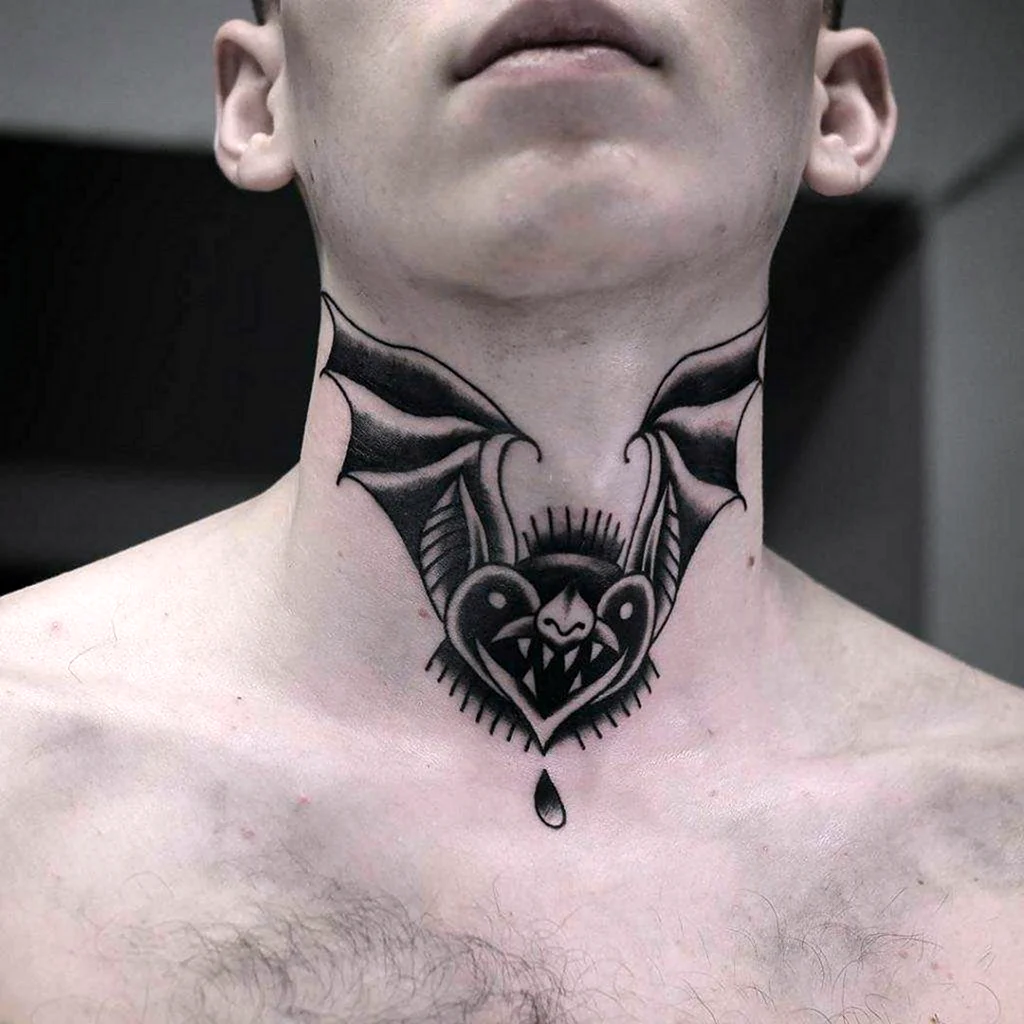 Тату на шее мужские спереди небольшие