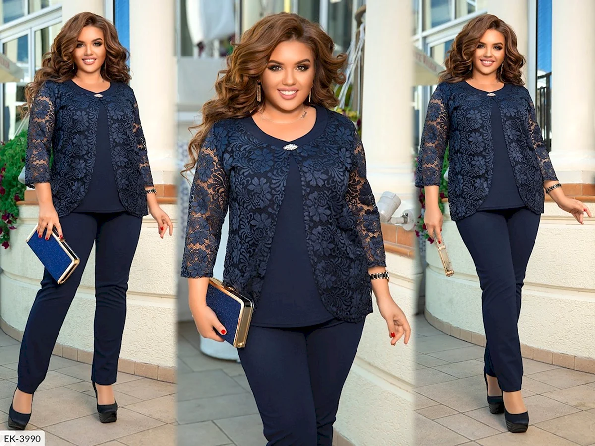 Брючный костюм для полных женщин