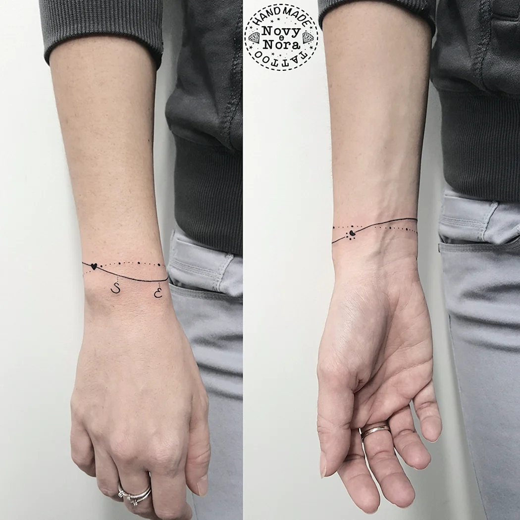 Тату тонкий браслет на запястье