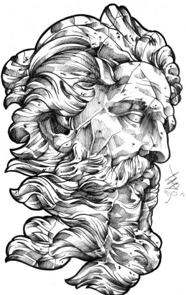 Эскизы тату Зевс карандашом