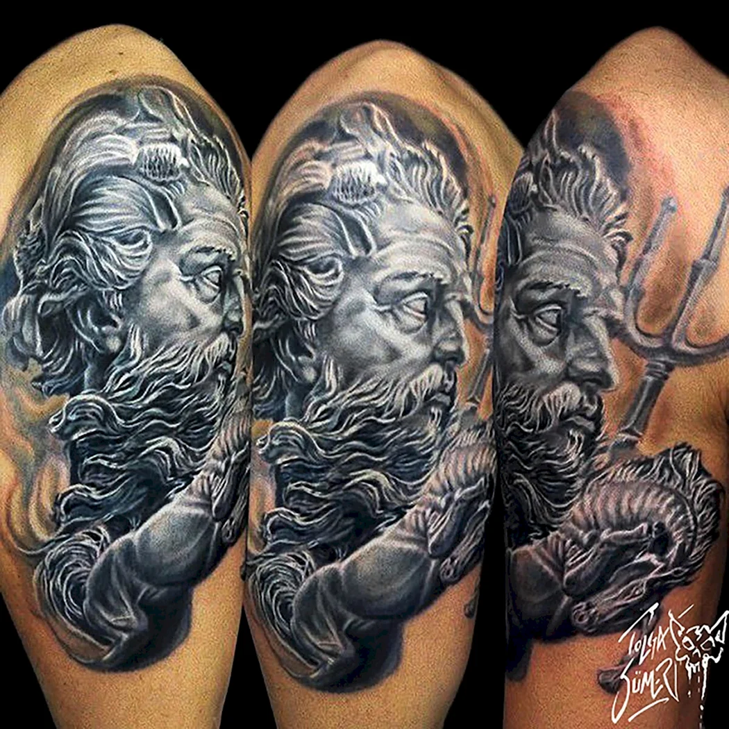 Тату богов Олимпа Посейдон