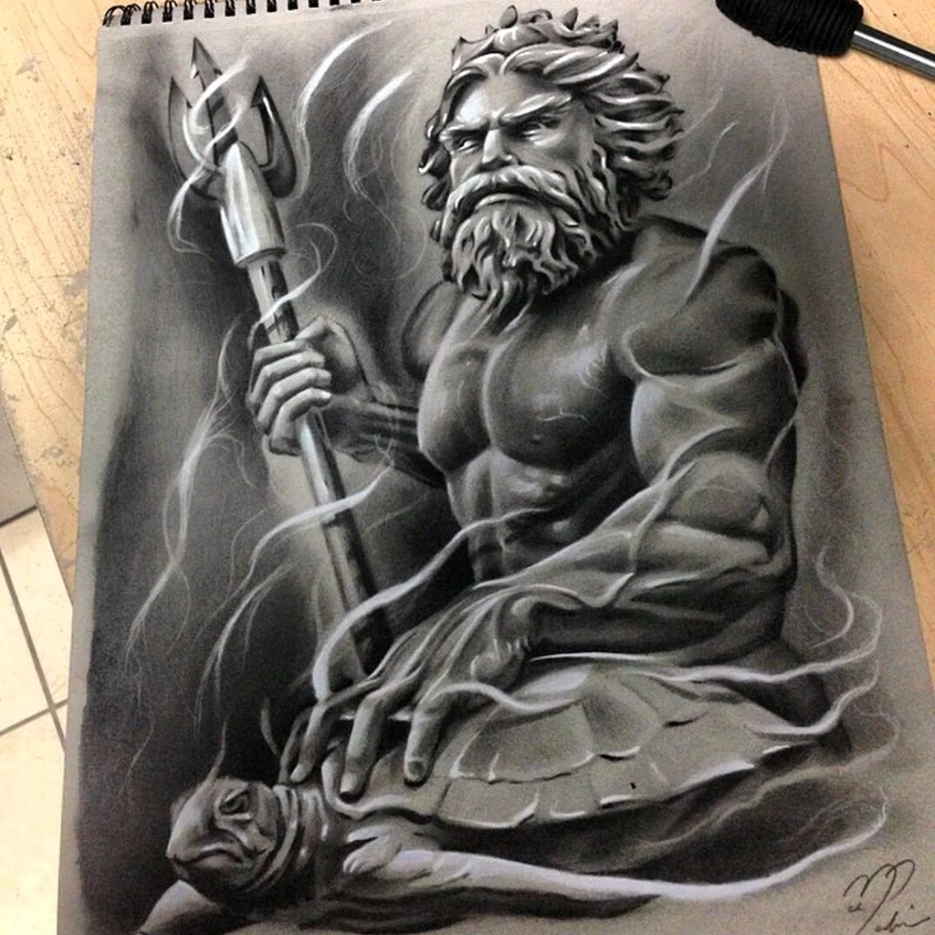 Тату боги Греции Посейдон