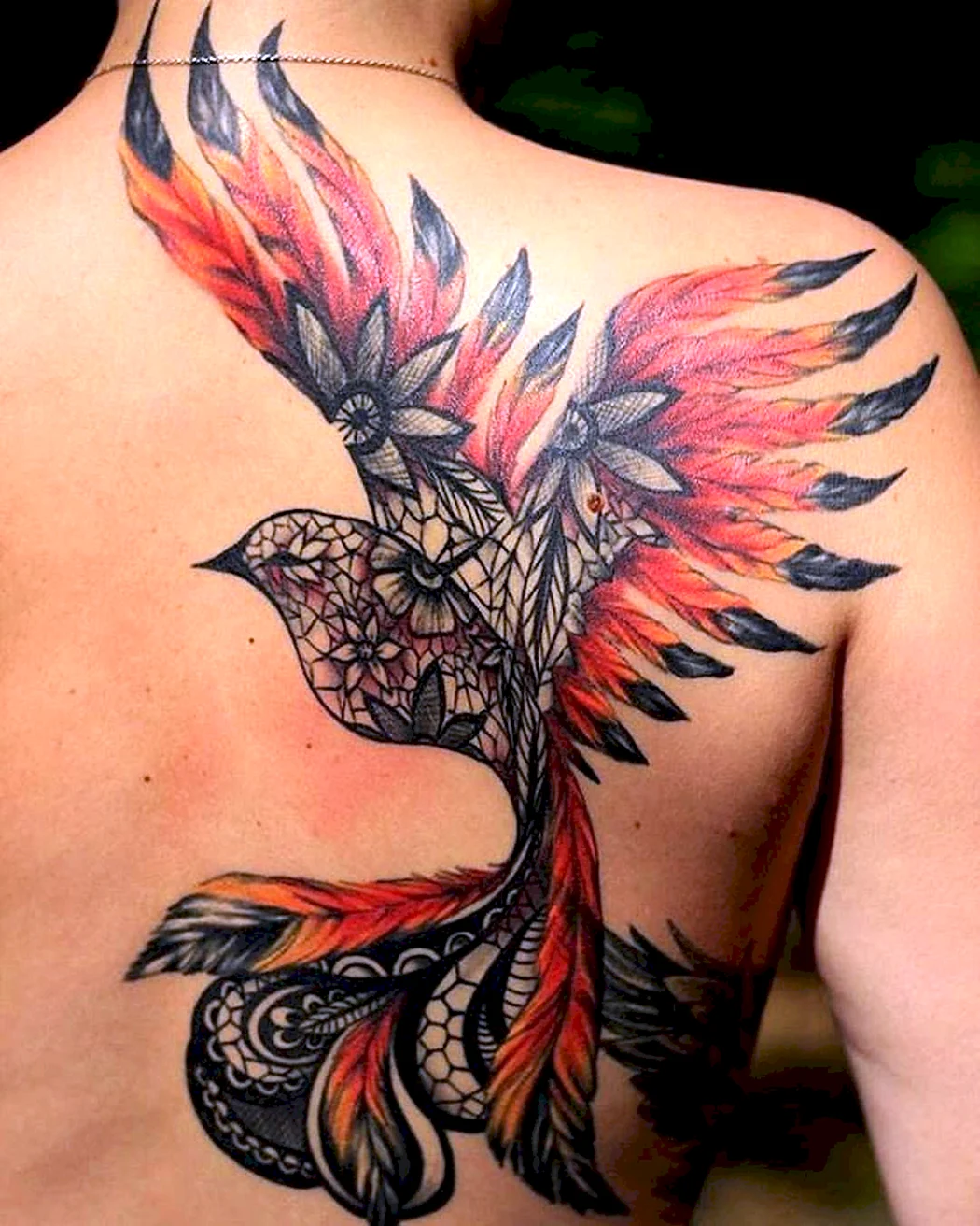 Тату Феникс в азиатском стиле