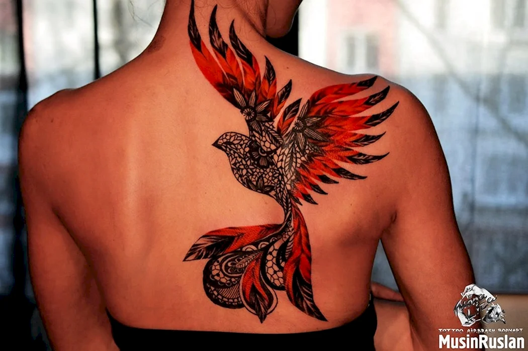 Птица Феникс тату