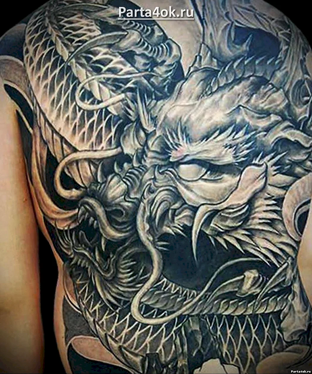 Татуировка дракона на спине
