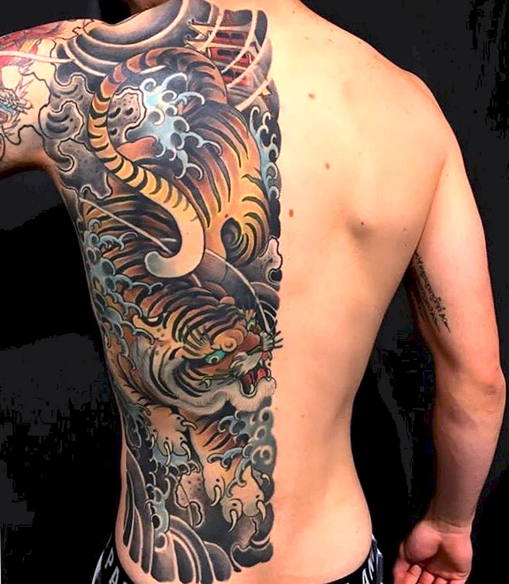 Тату дракон на спине у мужчин