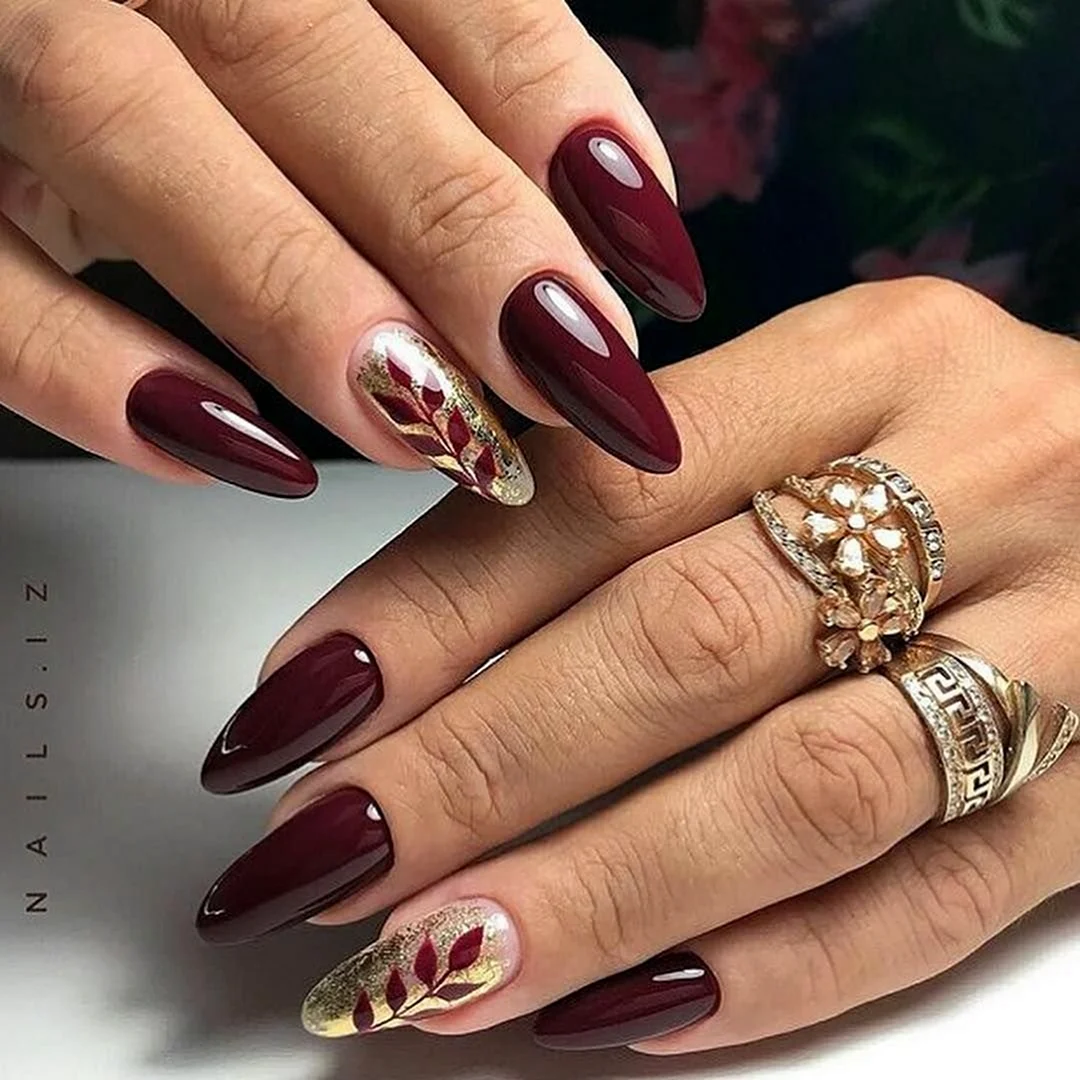 Маникюр 2021 бордо бургунди