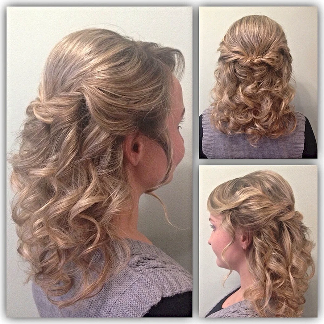 Прическа из локонов на средние волосы