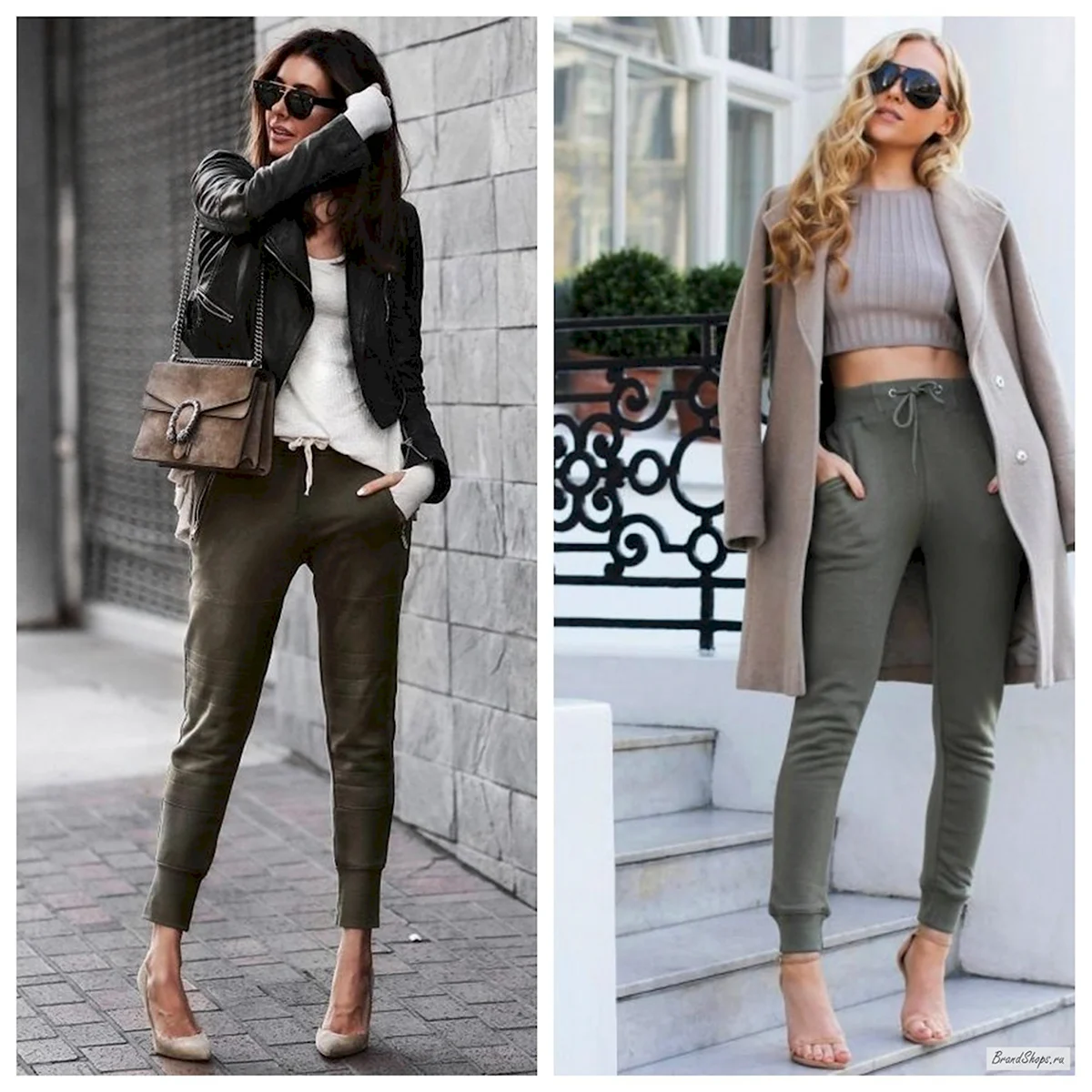 Кожаные джоггеры образ