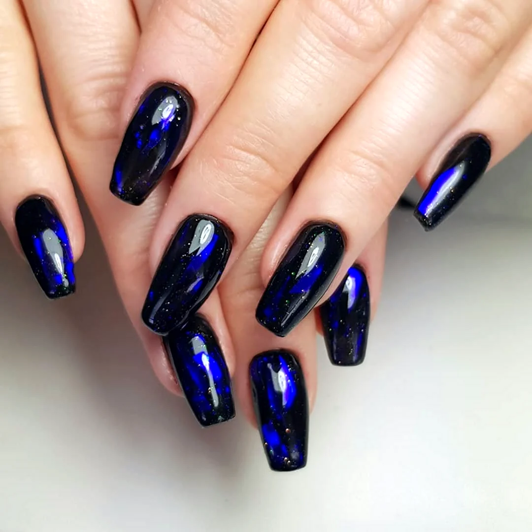 Маникюр кошачий глаз на длинные ногти