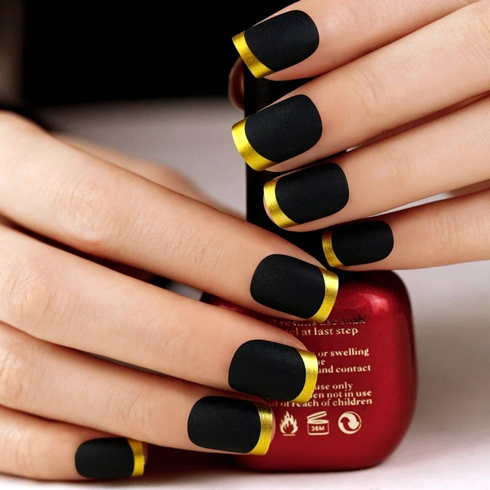 Маникюр черно желтый