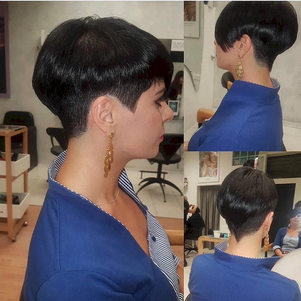 Стрижка шапочка с выбритым затылком