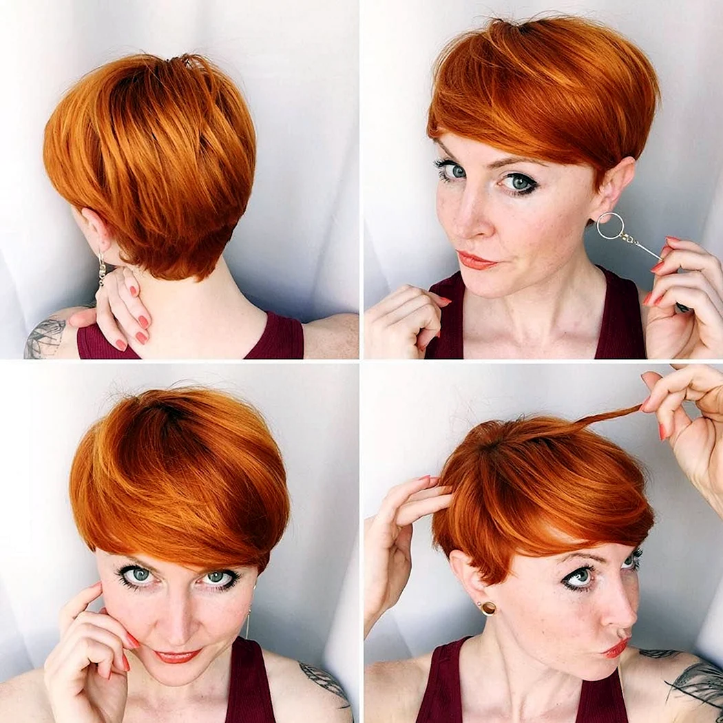 Пикси Боб стрижка на рыжие волосы