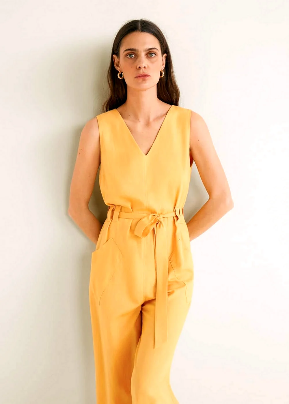 Льняной комбинезон длинный Mango