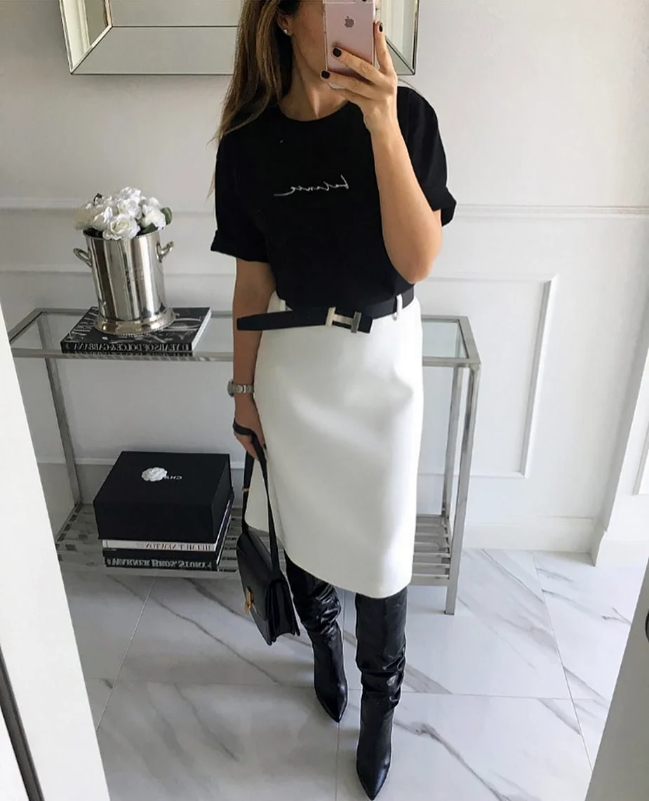 Юбка карандаш с футболкой