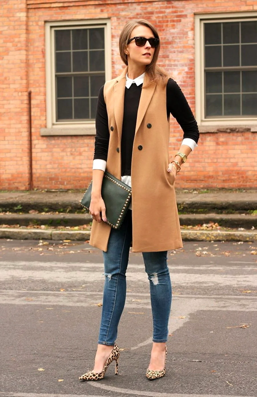 Модный образ с длинным жилетом