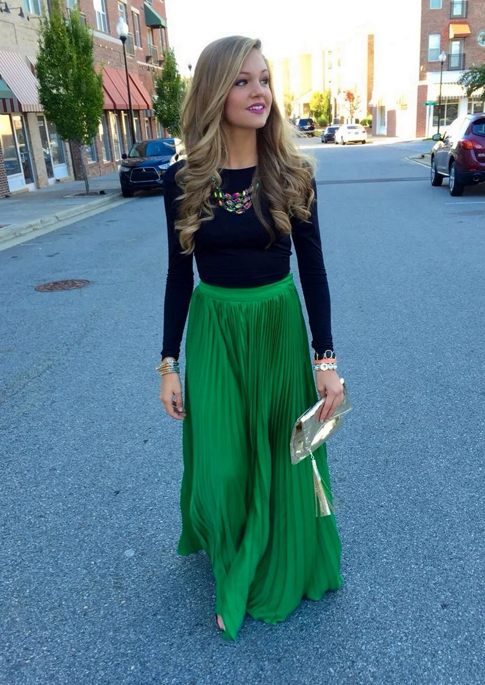 Юбки макси 2022 зеленые