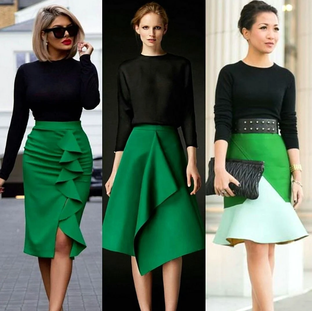 Юбка зеленый изумрудный