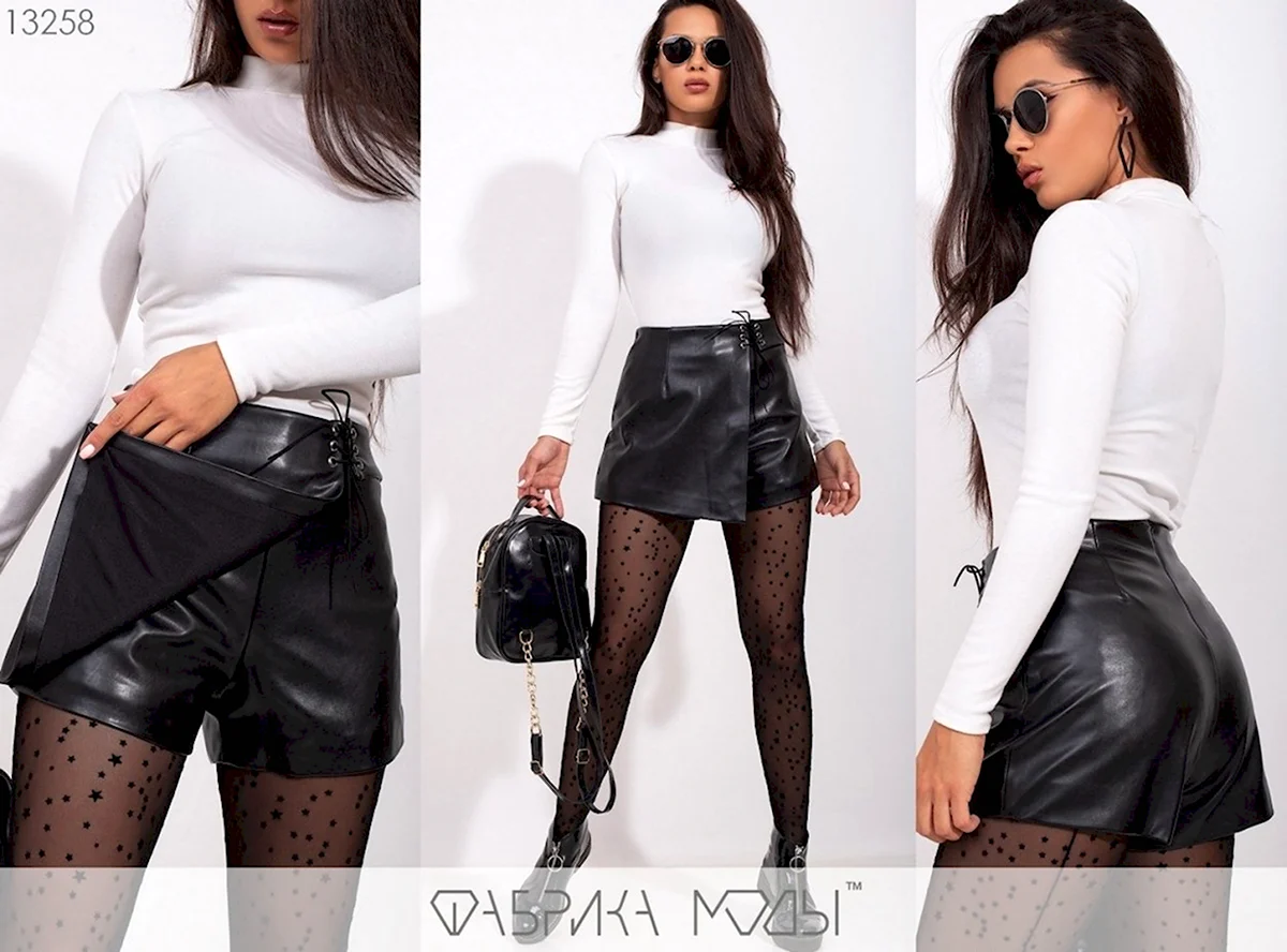 Юбка шорты из экокожи